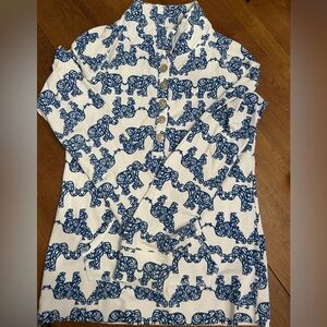 Lilly Pulitzer CAPTAIN PRINTED POPOVER Resort White Navy Pack Your Trunk XS